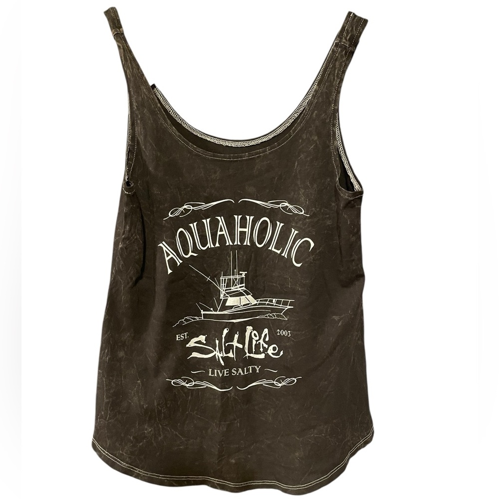 NWT Black “Aquaholic” Tank Top - Picture 2 of 3